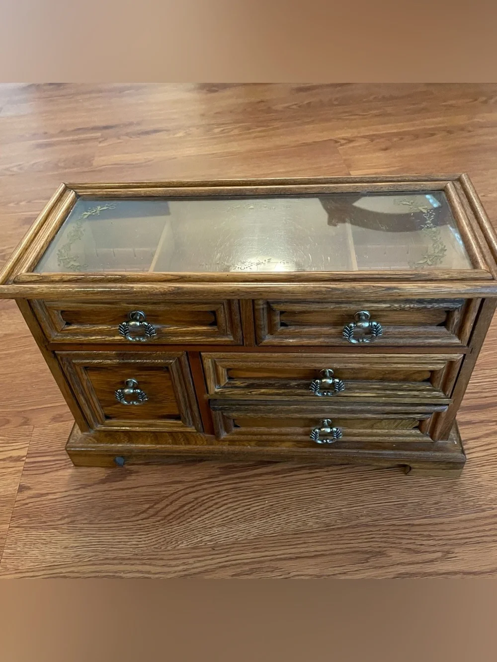Vintage Wooden Dresser Style Jewelry Box Lift Top Japan 14x6x9